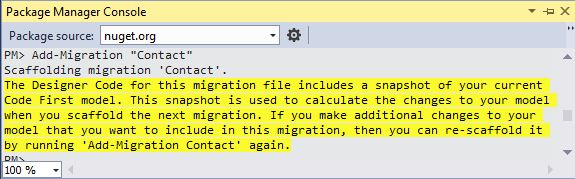 Add Migration in Package Manager Console